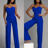 Women Solid Color Tube Top Casual High Waist Wide Leg Jumpsuit