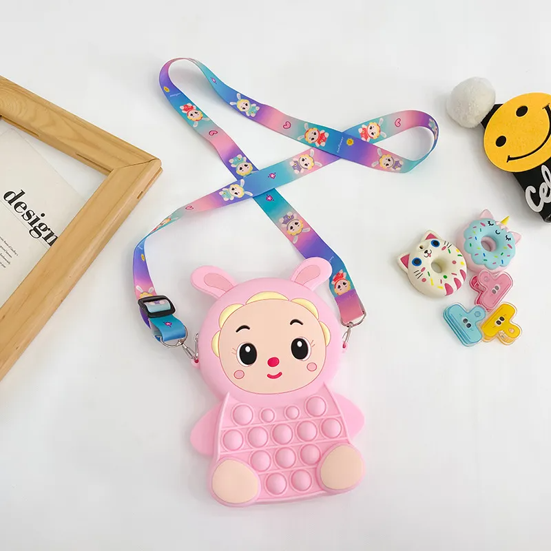 Kids Girls Fashion Sweet Candy Color Cartoon Animal Silicone Mini Crossbody Bag