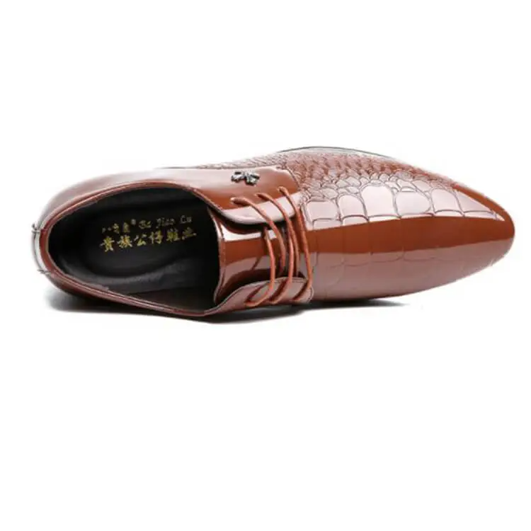 Men Casual Snakeskin Pattern Lace Up Oxfords