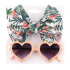 Kids Heart Shape Sunglasses Tie Dye Print Headband Set