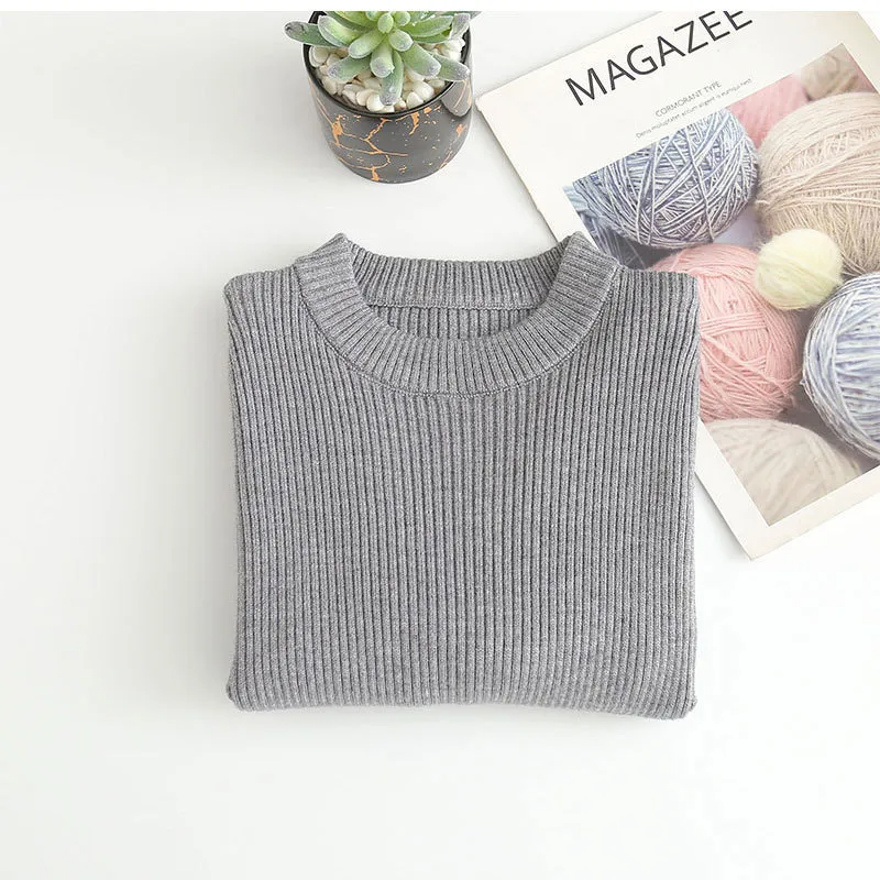 Kids Toddler Big Girls Boys Autumn Winter Fashion Casual Simple Solid Color Round Neck Sweater