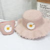 Kids Fashion Small Daisy Straw Bucket Hat + Messenger Bag Set