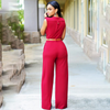 Copy of Women Plain Pattern Sleeveless Wide-Leg Wrapped Jumpsuits 1