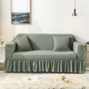 2-Seater 145-185cm Plaid Style Solid Color Elastic Sofa Cover