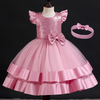 (Buy 1 Get 1) Kids Baby Girls Summer Fashion Party Cute Sweet Solid Color Sequins Bow Pleated Mesh Party Tutu Dress