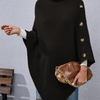 Autumn And Winter Women Fashion Button High Collar Irregular Sweater Shawl Coat