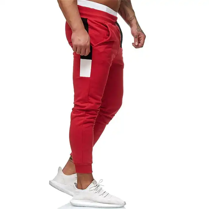 Men Fashion Color Blocking Drawstring Waist Sweatpants