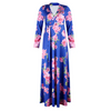 Ramadan /Eid Women Casual V-Neck Long-Sleeve Lace-Up Flower Print Maxi Swing Dress