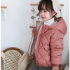 Winter Kids Rhombus Pattern Long-Sleeve Hooded Coat