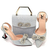 Women Fashion Pointed Toe Rhinestone High Heel Sandals With Evening Bag Set