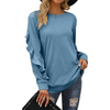 Autumn Winter Women Casual Round Neck Long Sleeve Ruffled Sweatshirt