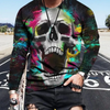 Men Spring Autumn Fashion Casual Personality 3D Printed Round Neck Long Sleeve T-Shirt