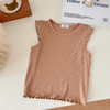 (Buy 1 Get 1) Children Kids Baby Fashion Girls Ruffle Sleeve Solid Color T-Shirt