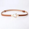 Women Fashion Simple Alloy Round Buckle Pu Belt