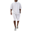 Men Summer Fashion Casual Sports Solid Color Loose Round Neck T-Shirt Shorts Set