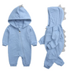 Kids Baby Boys Girls Autumn Winter Casual Cute Solid Color Shark Dinosaur Long Sleeve Hooded Jumpsuit