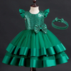 (Buy 1 Get 1) Kids Baby Girls Summer Fashion Party Cute Sweet Solid Color Sequins Bow Pleated Mesh Party Tutu Dress