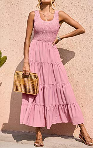 Women'S Fashion Casual Summer Vacation Basic Solid A-Line Swing Dress