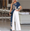 Women Wide Leg Pants Fashion Print Pattern Jumpsuit