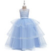 Kids Toddler Big Girls Fashion Party Cute Sweet Floral Solid Color Pearl Pleated Sleeveless Mesh Party Tutu Dress