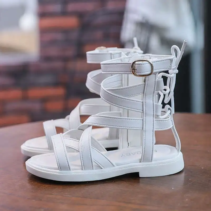 Girls Summer Tall Tube Lace-Up Sandals