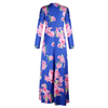 Ramadan /Eid Women Casual V-Neck Long-Sleeve Lace-Up Flower Print Maxi Swing Dress