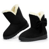 Women Winter Bow Decor Fleece Lined Plush Snow Short Boots