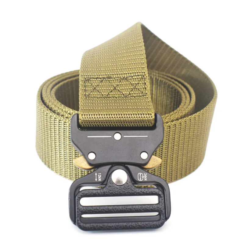 Men Fashion Casual Outdoor Color Block Metal Buckle Tactical Woven Nylon Belt