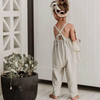 Girls Solid Color Stringy Selvedge Design Romper