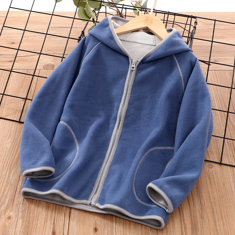 Children Kids Girls Boys Fleece Zipper Jacket