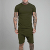 Men Summer Fashion Casual Commuter Solid Color Short Sleeve T-Shirt Shorts Sets