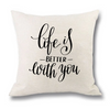 (Buy 1 Get 1)  Modern Simple Letter Print Linen Living Room Rug Cushion Throw Pillowcase