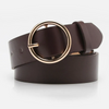 Women Casual Simple Alloy Round Buckle Versatile Pu Belt