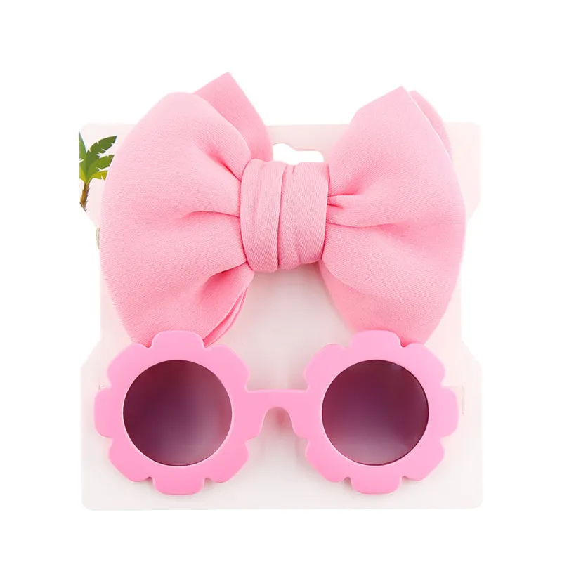 Kids Cute Sunglasses Space Cotton Solid Color Hairband Fashion Set