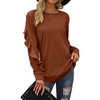 Autumn Winter Women Casual Round Neck Long Sleeve Ruffled Sweatshirt