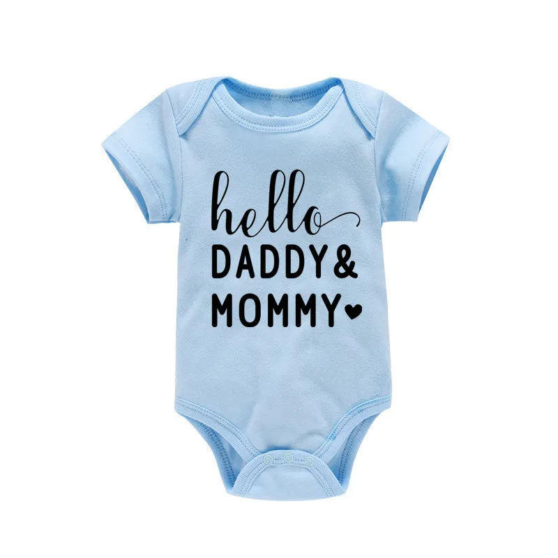 (Buy 1 Get 1) Kids Baby Boys Girls Cute Letters Round Neck Short Sleeve Romper