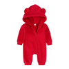 Kids Baby Boys Girls Autumn Winter Casual Cute Solid Color Bear Long Sleeve Hooded Jumpsuit