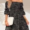 Women'S Fashion Casual Printing Puff Sleeve Square Neck Dress