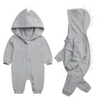 Kids Baby Boys Girls Autumn Winter Casual Cute Solid Color Shark Dinosaur Long Sleeve Hooded Jumpsuit