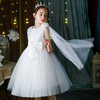 Kids Toddler Big Girls Cute Party Sleeveless Long Sleeve Bow Round Neck Mesh Tutu Princess Dress