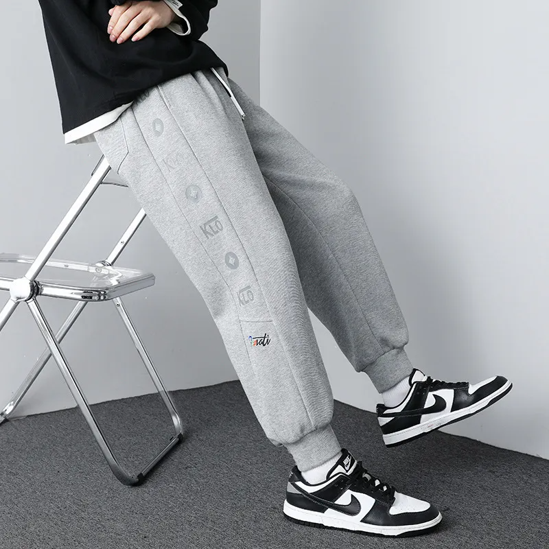 Men Spring Autumn Fashion Casual Cotton Solid Color Plus Size Joggers Pants