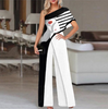 Women Wide Leg Pants Fashion Print Pattern Jumpsuit