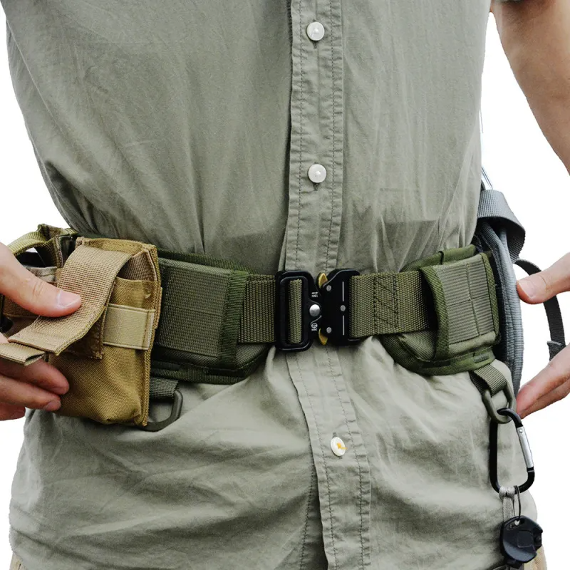 Men Fashion Casual Outdoor Color Block Metal Buckle Tactical Woven Nylon Belt