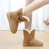 Women Winter Bow Decor Fleece Lined Plush Snow Short Boots