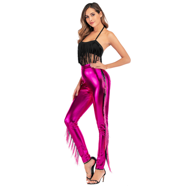 Side Tassel Stretch High Waist Yoga Pants