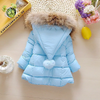 Girls Winter Woolen Collar Thickening Hooded Coat