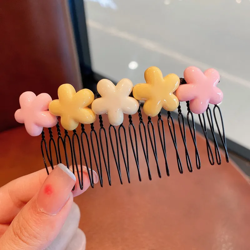 (Buy 1 Get 2) Kids Girls  Candy Color Floral Heart Star Comb Hair Card