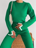 Autumn Winter Women Round Neck Long Sleeve Contrast Color Sweatshirt And Pants Athleisure Set