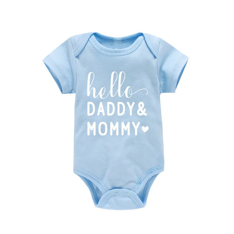 (Buy 1 Get 1) Kids Baby Boys Girls Cute Letters Round Neck Short Sleeve Romper