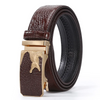 Men Business Cowhide Crocodile Metal Buckle Belt